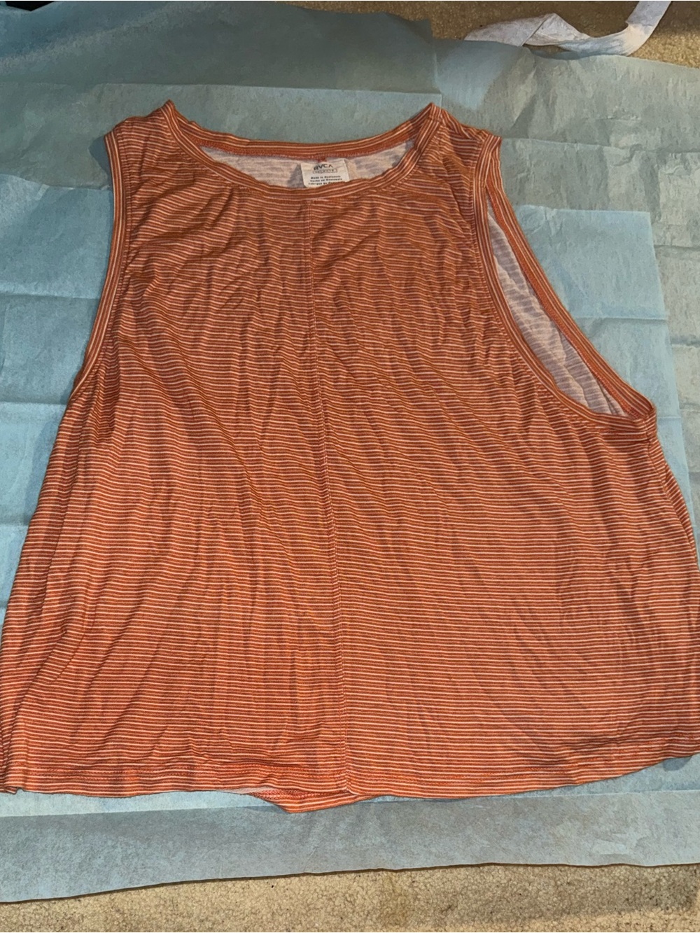RVCA Orange Striped Sleeveless Tank